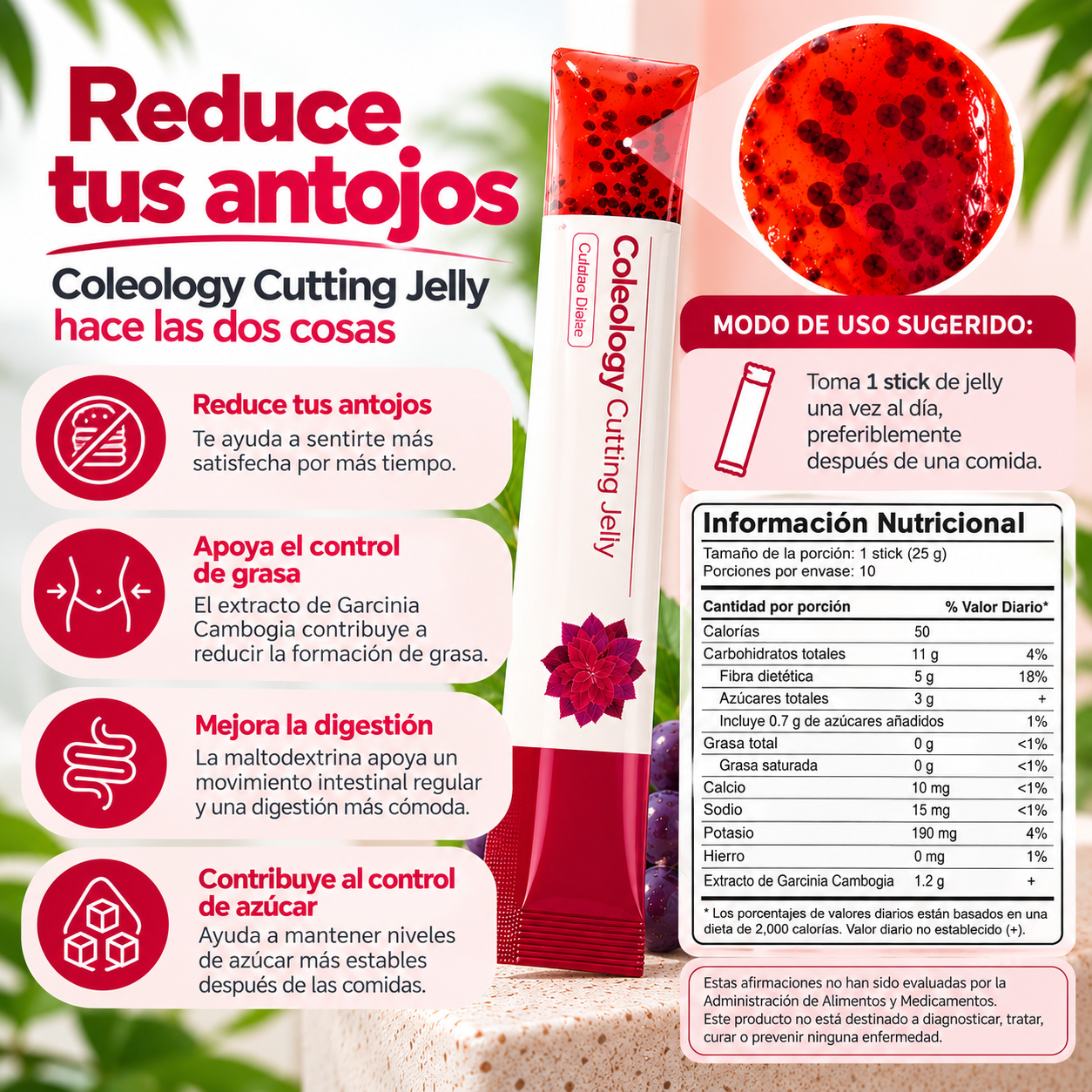 Información del Jelly de Garcinia Cambogia y su presentación en stick