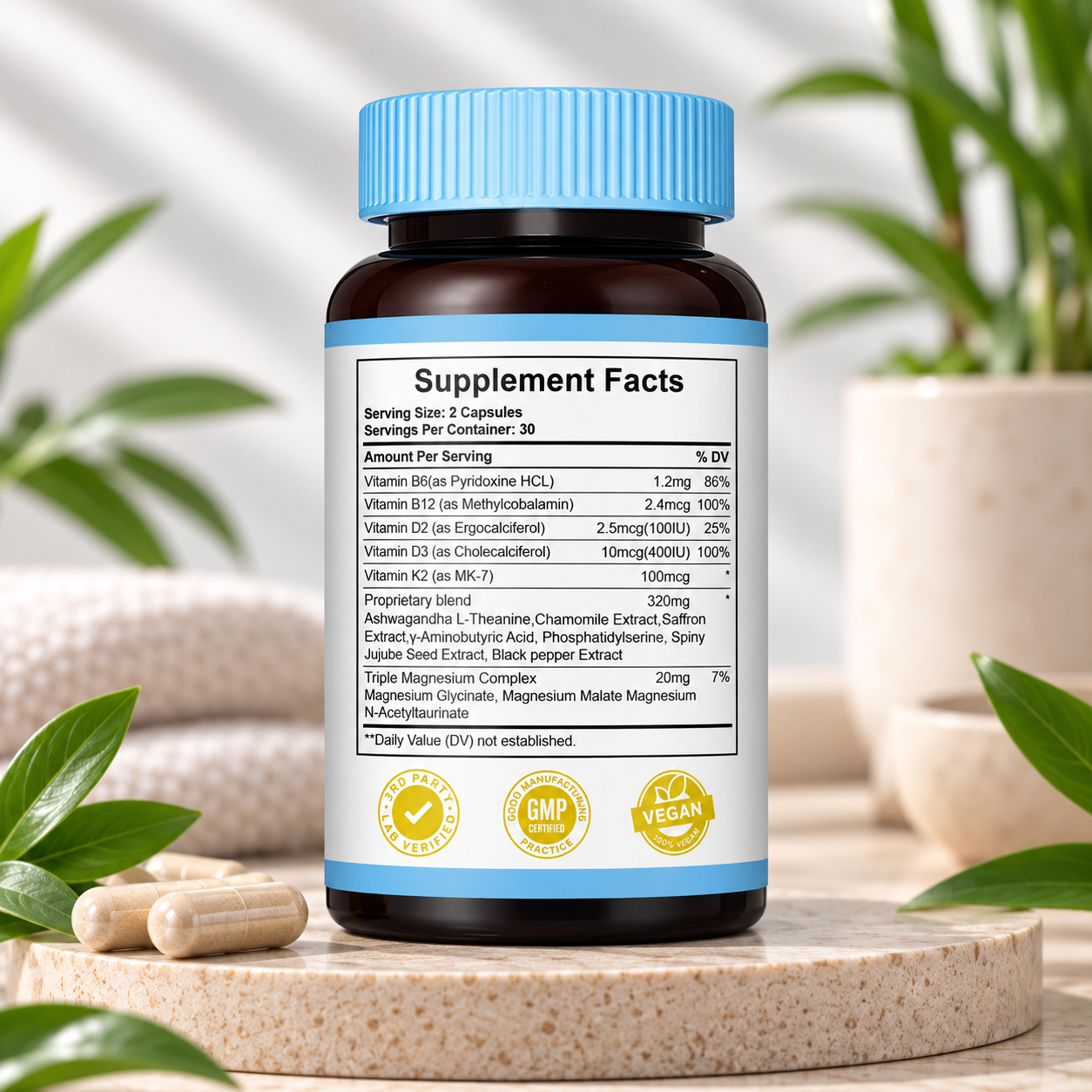 Etiqueta posterior con el panel de Supplement Facts de Cortisol Integrated Manager
