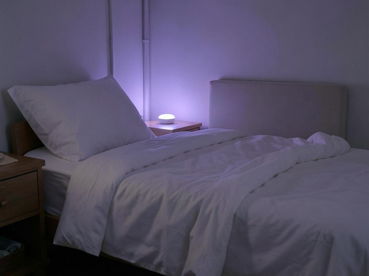 Lámpara colocada en un dormitorio