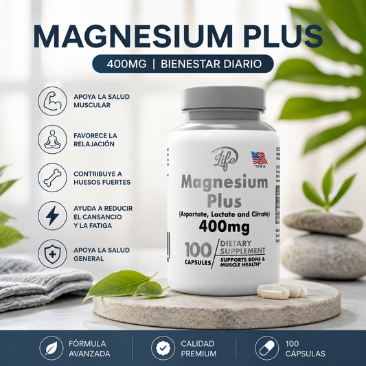 Magnesium Plus 400mg | Relajación, Energía y Salud Muscular 💪
