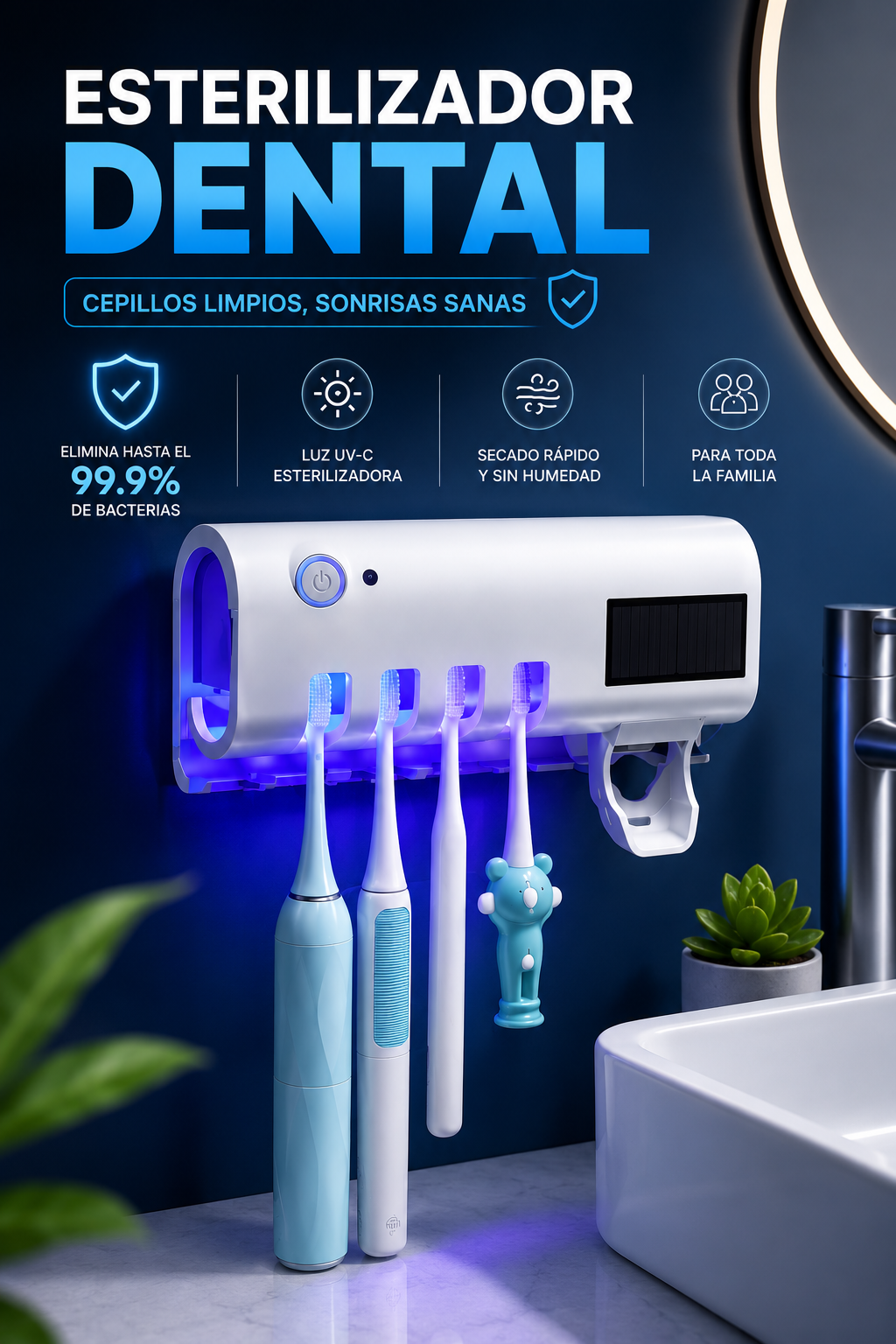Esterilizador Dental UV-C Recargable | Cepillos Más Limpios y Libres de Bacterias